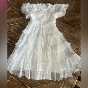 Ivy and Co. White Polka Dot Tulle Ruffle Dress